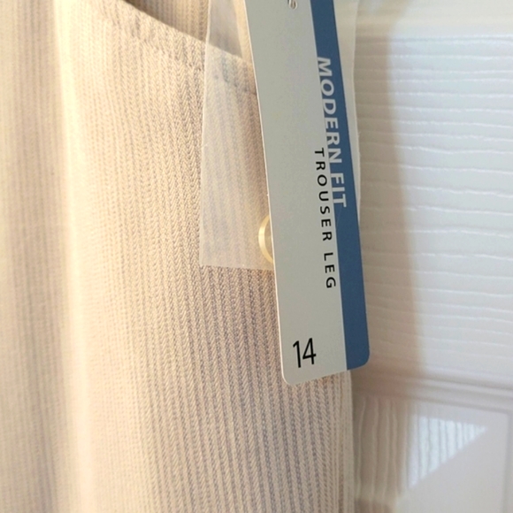 Lightweight professional pants in taupe/cream subtle stripes, NWT, size 14 - Picture 3 of 8